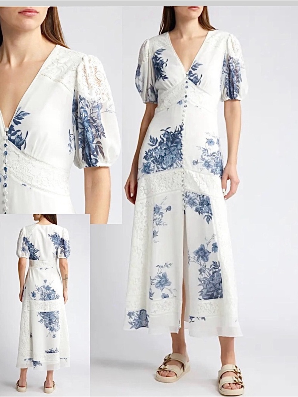 All Saints Dinah Deborah romantic blue Floral Maxi Dress size US size 2-4